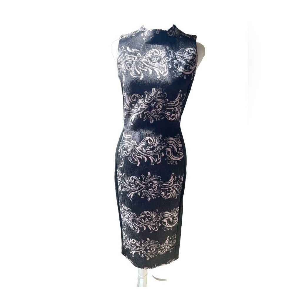 H&M Black Brocade Sleeveless Dress Size 6